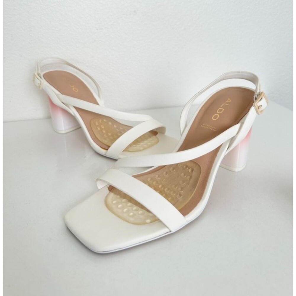 Aldo Adiemwen Ombre Pink White Block Heel Buckle Wedding Clubbing Women's 6.5